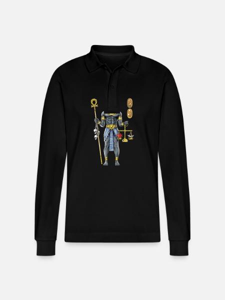 Anubis Egyptian Mythology God - Stanley/Stella Organic Unisex Long-Sleeved Polo Shirt Prepster - black
