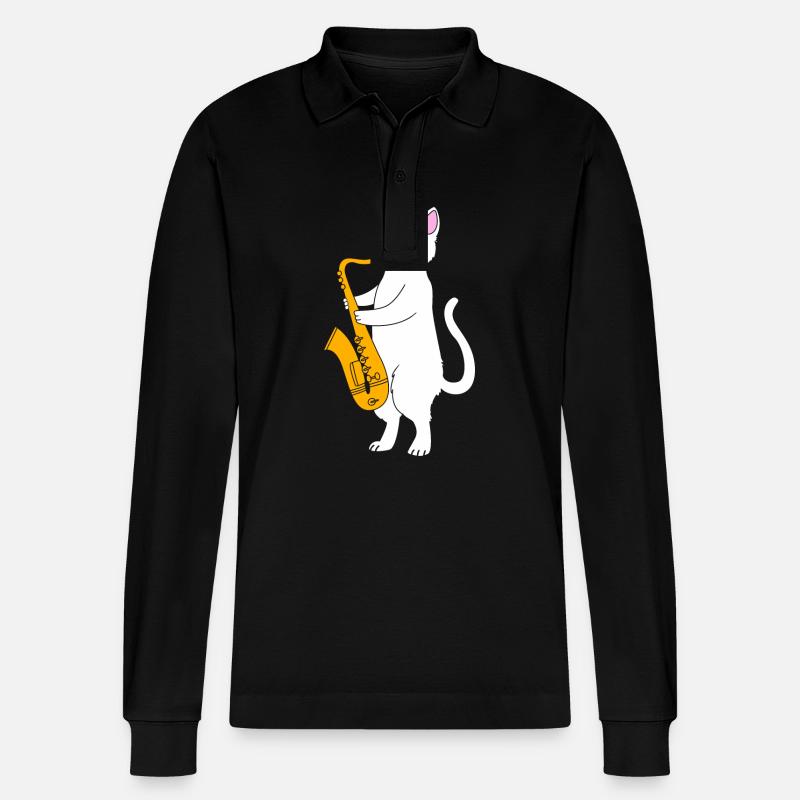 Saxophon Saxophonist - Stanley/Stella Unisex Bio-Langarm-Poloshirt Prepster - Schwarz