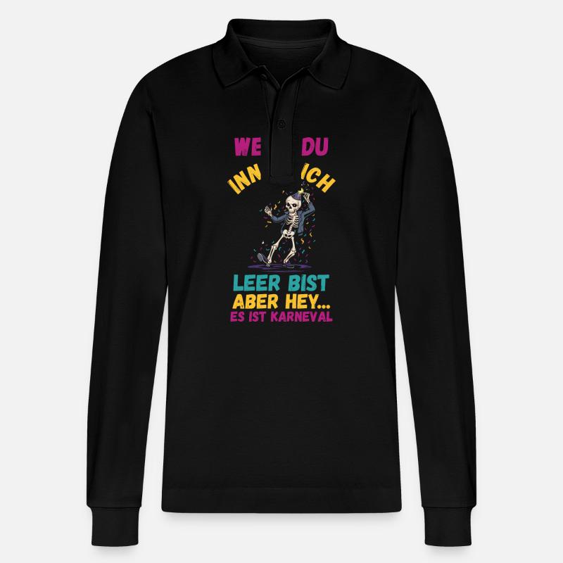 Karnevalskostüm Fasching Karneval - Stanley/Stella Unisex Bio-Langarm-Poloshirt Prepster - Schwarz