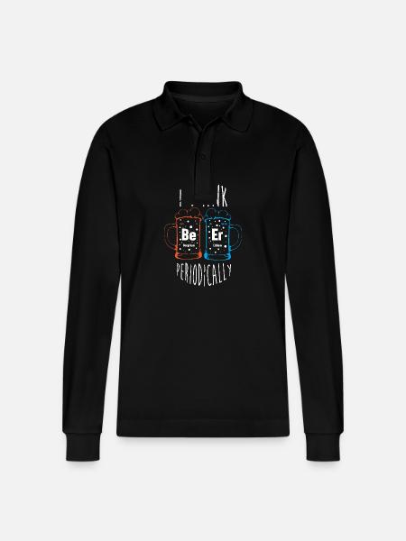 Periodic table - Stanley/Stella Organic Unisex Long-Sleeved Polo Shirt Prepster - black
