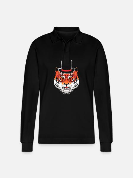 Sabre-toothed tiger - Stanley/Stella Organic Unisex Long-Sleeved Polo Shirt Prepster - black