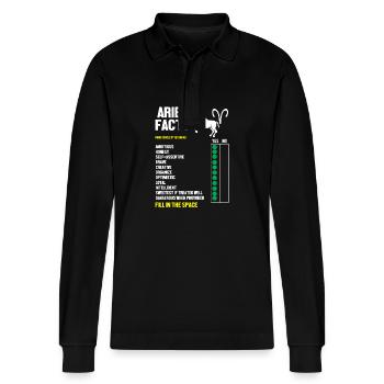 Sternzeichen Widder - Stanley/Stella Unisex Bio-Langarm-Poloshirt Prepster - Schwarz - Vorne - Anna (173cm) & Nico (186cm)