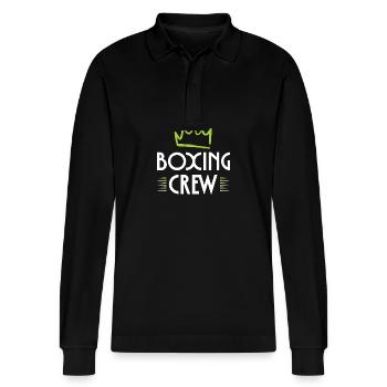 Boxing Crew - Stanley/Stella Organic Unisex Long-Sleeved Polo Shirt Prepster - black - Front - Anna (173cm) & Nico (186cm)