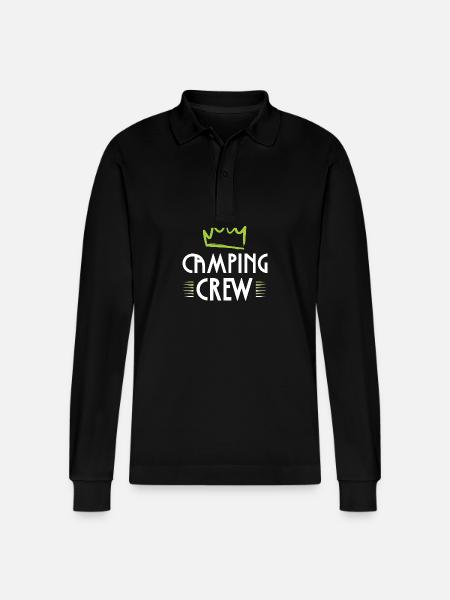 Camping Crew - Stanley/Stella Organic Unisex Long-Sleeved Polo Shirt Prepster - black