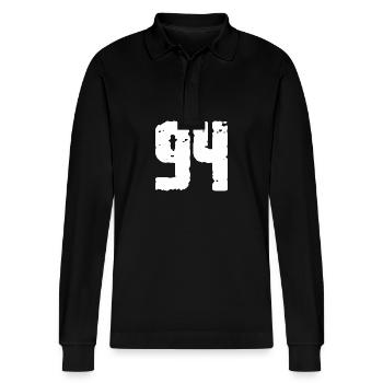 94 Number Vintage - Stanley/Stella Organic Unisex Long-Sleeved Polo Shirt Prepster - black - Front - Anna (173cm) & Nico (186cm)