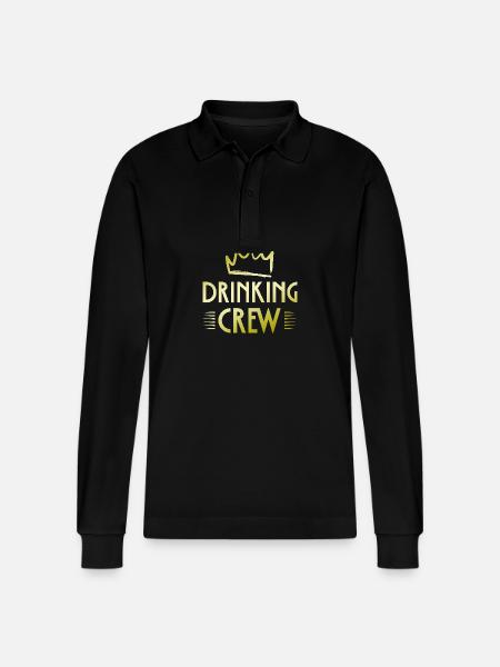Drinking Crew - Stanley/Stella Organic Unisex Long-Sleeved Polo Shirt Prepster - black