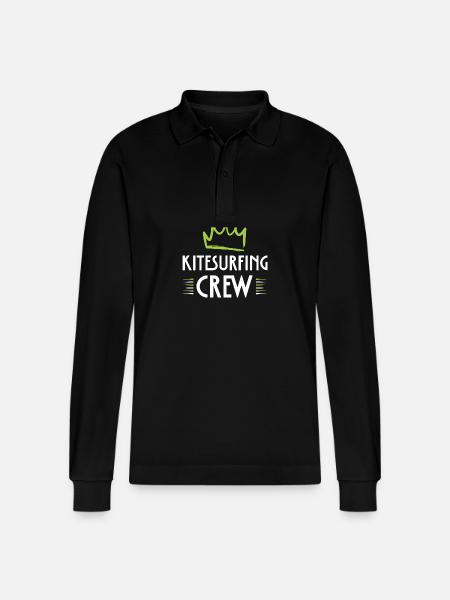 Kitesurfing Crew - Stanley/Stella Unisex Bio-Langarm-Poloshirt Prepster - Schwarz