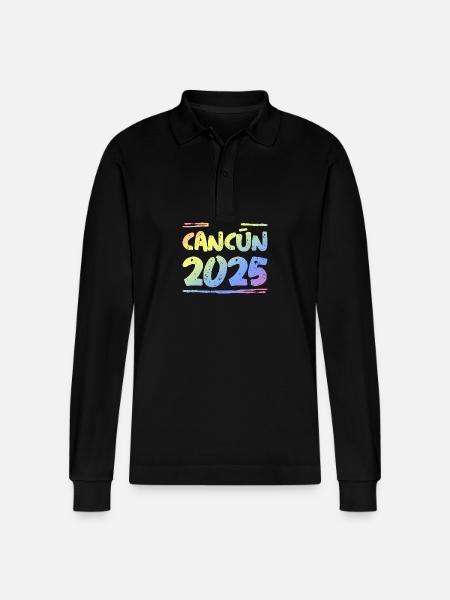Cancun 2025 Bunt - Stanley/Stella Unisex Bio-Langarm-Poloshirt Prepster - Schwarz