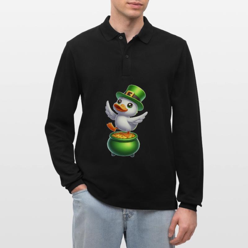 Doux Canard De La Saint-Patrick Chapeau Haut de Forme Trèfle Polo à manches longues bio PREPSTER Stanley/Stella Unisexe