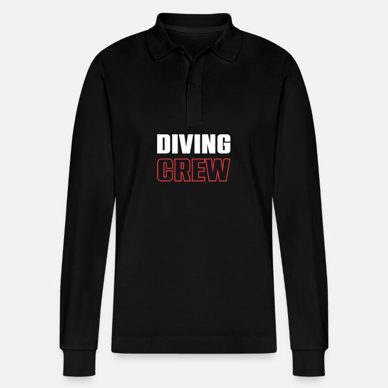 Diving Crew - Stanley/Stella Unisex Bio-Langarm-Poloshirt Prepster - Schwarz