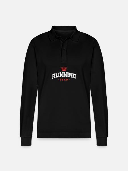 Running Team - Stanley/Stella Organic Unisex Long-Sleeved Polo Shirt Prepster - black