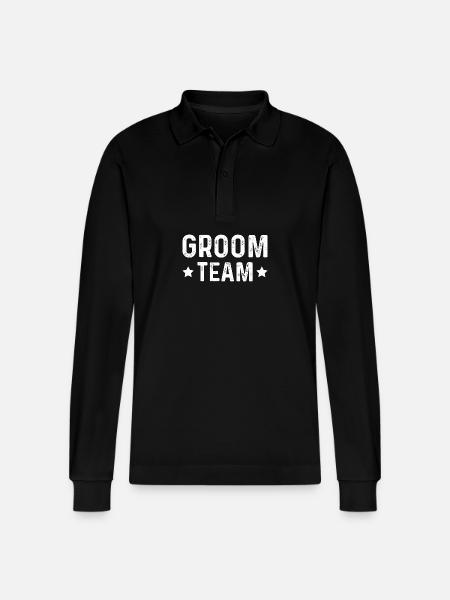 Groom Team - Stanley/Stella Organic Unisex Long-Sleeved Polo Shirt Prepster - black