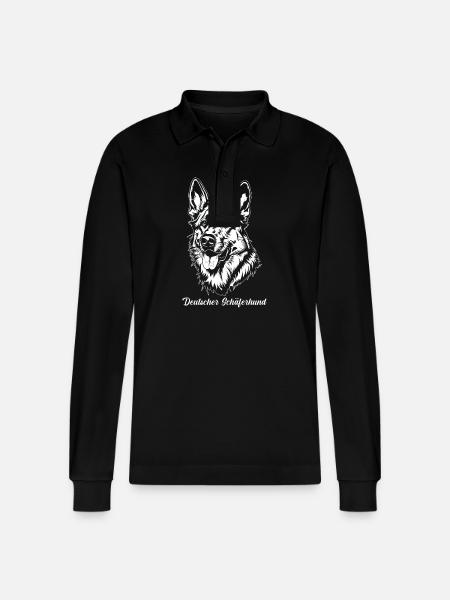 Dog German Shepherd - Stanley/Stella Organic Unisex Long-Sleeved Polo Shirt Prepster - black