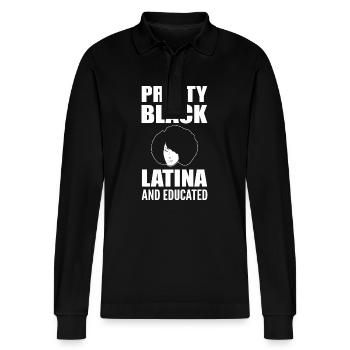 Afro Latina - Stanley/Stella Unisex Bio-Langarm-Poloshirt Prepster - Schwarz - Vorne - Anna (173cm) & Nico (186cm)