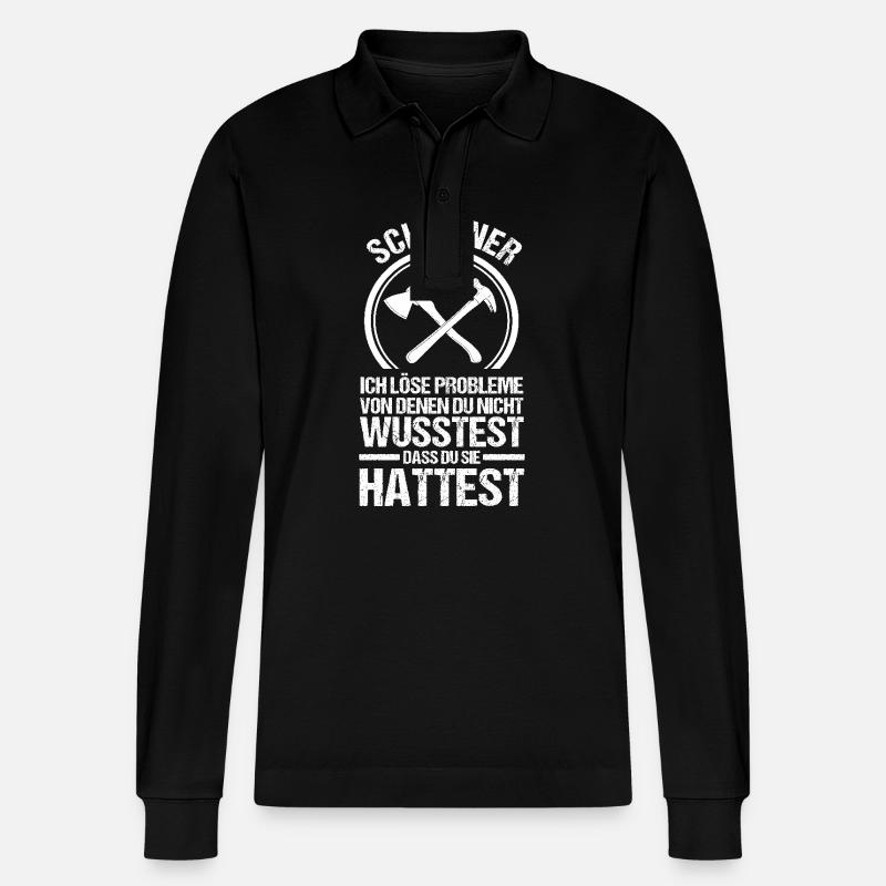 Carpenter, Carpenter, Carpenter - Stanley/Stella Organic Unisex Long-Sleeved Polo Shirt Prepster - black