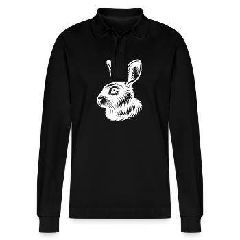 Petit lapin mignon avec de grandes oreilles - Polo à manches longues bio PREPSTER Stanley/Stella Unisexe - noir - Devant - Anna (173cm) & Nico (186cm)