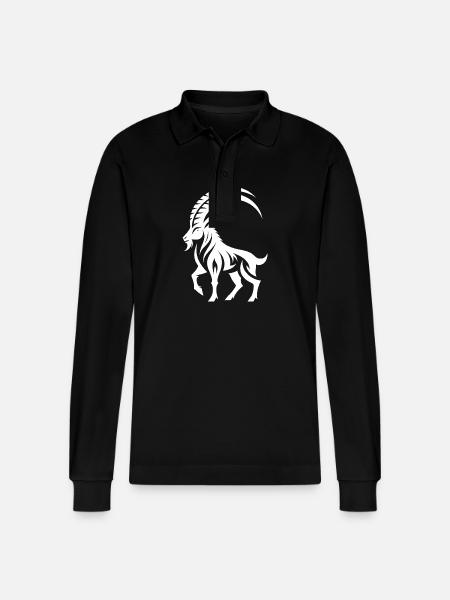 Sternzeichen Tattoo Stolzer Steinbock - Stanley/Stella Unisex Bio-Langarm-Poloshirt Prepster - Schwarz