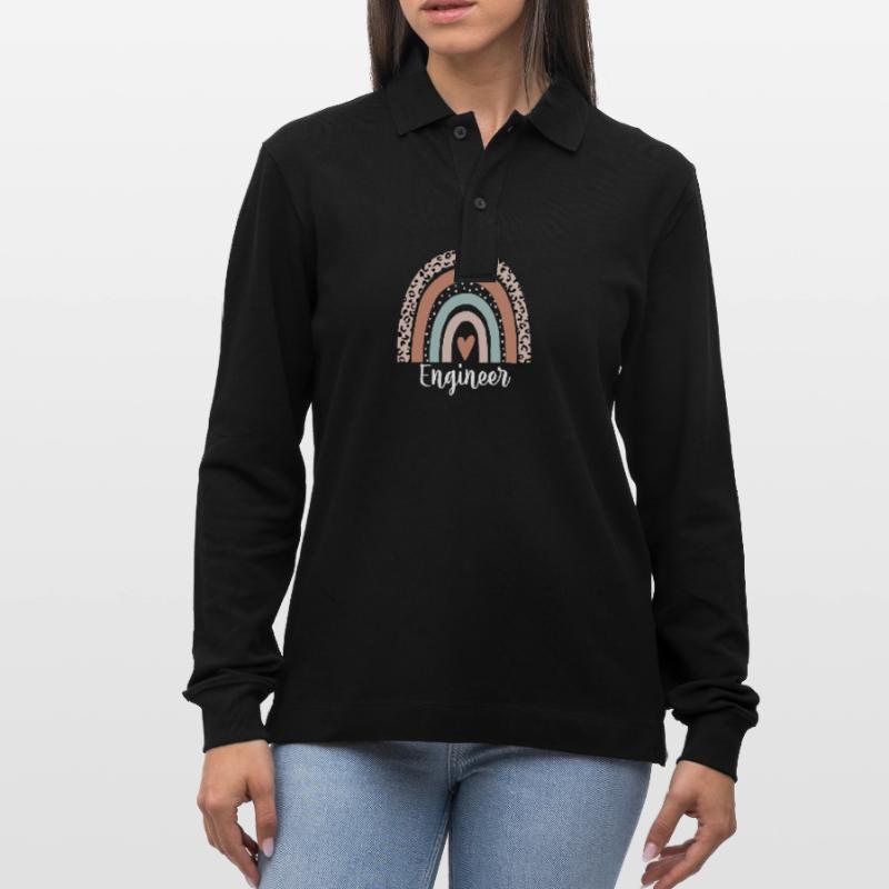 Engineer Rainbow Leopard Funny Engineer Stanley/Stella Organic Unisex Long-Sleeved Polo Shirt Prepster