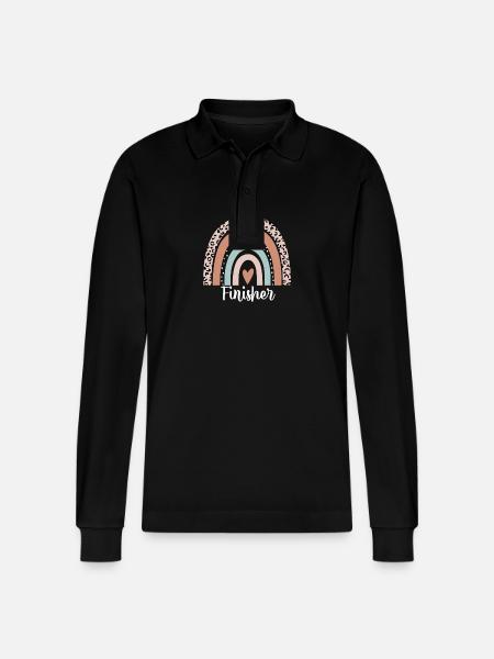 Finisher Rainbow Leopard Funny Finisher - Stanley/Stella Organic Unisex Long-Sleeved Polo Shirt Prepster - black