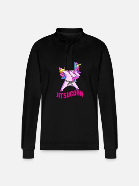 Jiu Jitsu Self Defense - Stanley/Stella Organic Unisex Long-Sleeved Polo Shirt Prepster - black