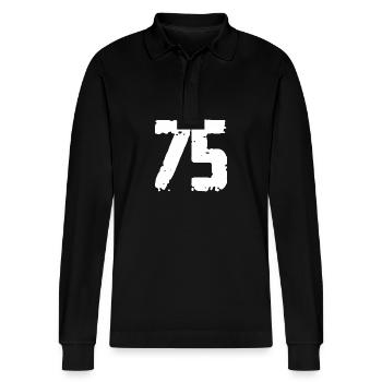 75 Number Vintage - Stanley/Stella Organic Unisex Long-Sleeved Polo Shirt Prepster - black - Front - Anna (173cm) & Nico (186cm)