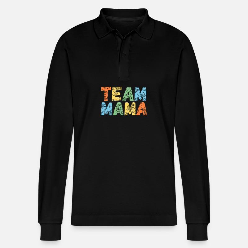 Mutter Team Mama - Stanley/Stella Unisex Bio-Langarm-Poloshirt Prepster - Schwarz