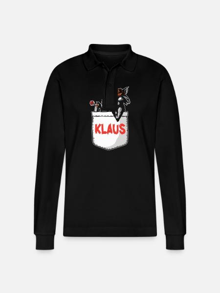Raccoon Klaus - Stanley/Stella Organic Unisex Long-Sleeved Polo Shirt Prepster - black