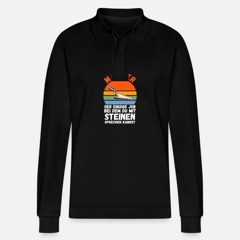 Master Bricklayer Journeyman Bricklayer - Stanley/Stella Organic Unisex Long-Sleeved Polo Shirt Prepster - black