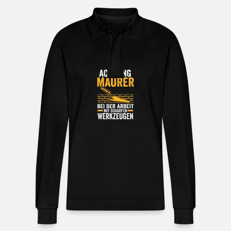 Master Bricklayer Journeyman Bricklayer - Stanley/Stella Organic Unisex Long-Sleeved Polo Shirt Prepster - black