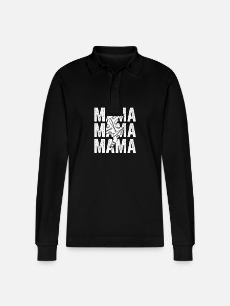 Baseballspieler Mama Mutter Baseball - Stanley/Stella Unisex Bio-Langarm-Poloshirt Prepster - Schwarz
