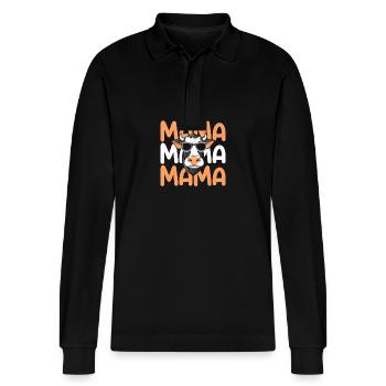 Kuh Mama Mutter Kühe - Stanley/Stella Unisex Bio-Langarm-Poloshirt Prepster - Schwarz - Vorne - Anna (173cm) & Nico (186cm)