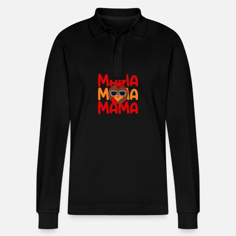 dinde maman maman dinde - Polo à manches longues bio PREPSTER Stanley/Stella Unisexe - noir