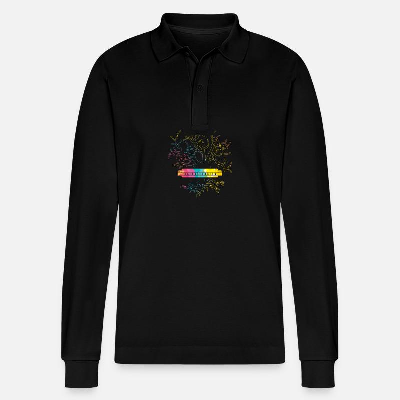 Harmonica Harmonica - Stanley/Stella Organic Unisex Long-Sleeved Polo Shirt Prepster - black