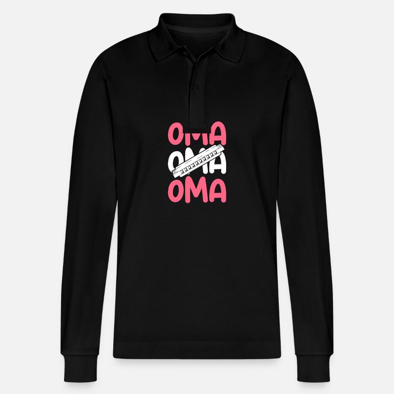 Harmonica Granny Harmonica - Stanley/Stella Organic Unisex Long-Sleeved Polo Shirt Prepster - black