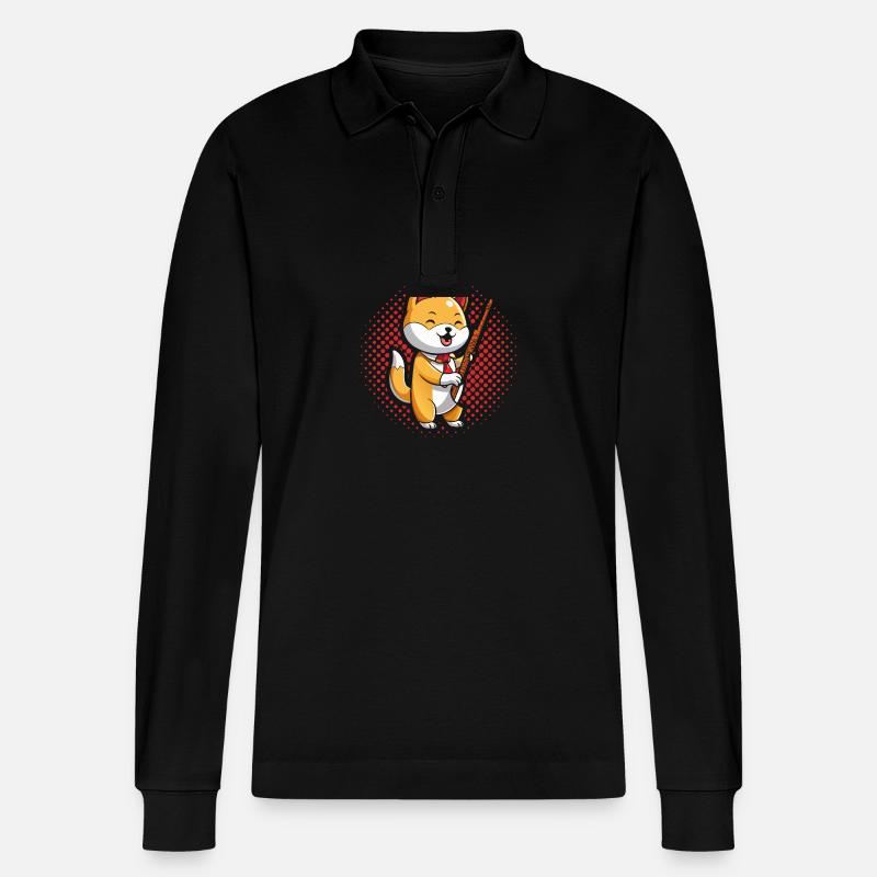Flötist Hund Querflöte - Stanley/Stella Unisex Bio-Langarm-Poloshirt Prepster - Schwarz