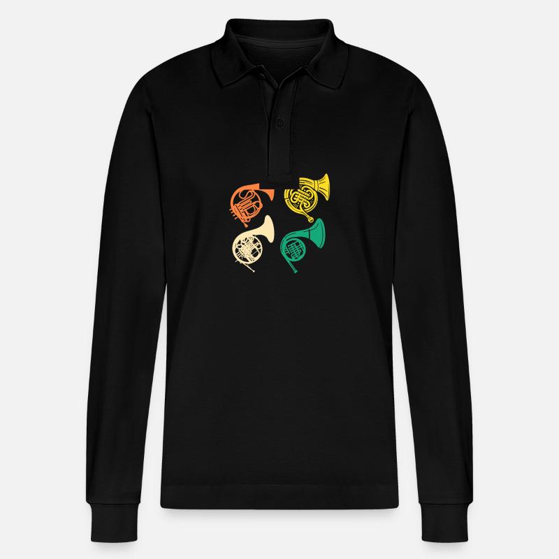 Hornist Evolution Waldhorn - Stanley/Stella Unisex Bio-Langarm-Poloshirt Prepster - Schwarz