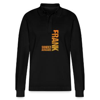 Frank - Stanley/Stella Organic Unisex Long-Sleeved Polo Shirt Prepster - black - Front - Anna (173cm) & Nico (186cm)