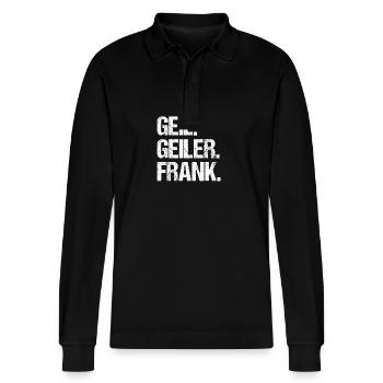 Frank - Stanley/Stella Organic Unisex Long-Sleeved Polo Shirt Prepster - black - Front - Anna (173cm) & Nico (186cm)