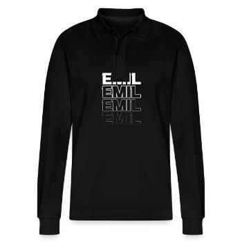 Emil - Stanley/Stella Unisex Bio-Langarm-Poloshirt Prepster - Schwarz - Vorne - Anna (173cm) & Nico (186cm)