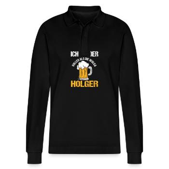 Bière Amateurs de bière Alcool Célébrer Holger - Polo à manches longues bio PREPSTER Stanley/Stella Unisexe - noir - Devant - Anna (173cm) & Nico (186cm)