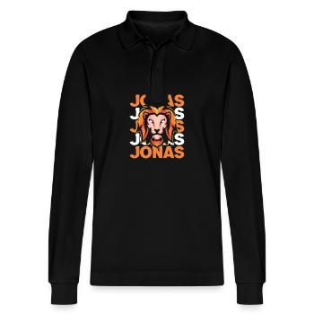 Löwe Jonas - Stanley/Stella Unisex Bio-Langarm-Poloshirt Prepster - Schwarz - Vorne - Anna (173cm) & Nico (186cm)