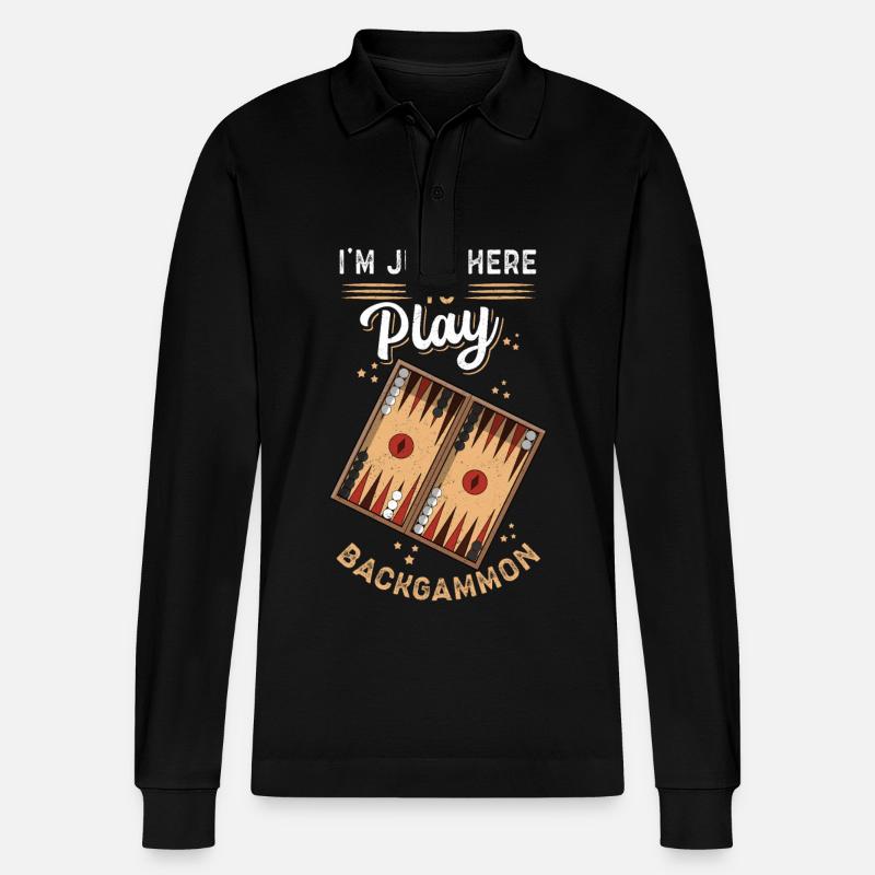 Backgammon Spiel Backgammon Brettspiel Geschenk - Stanley/Stella Unisex Bio-Langarm-Poloshirt Prepster - Schwarz
