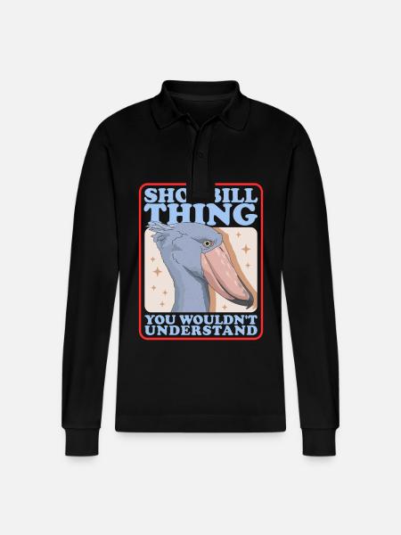 Shoebill Bird Shoebill Birds Gift - Stanley/Stella Organic Unisex Long-Sleeved Polo Shirt Prepster - black