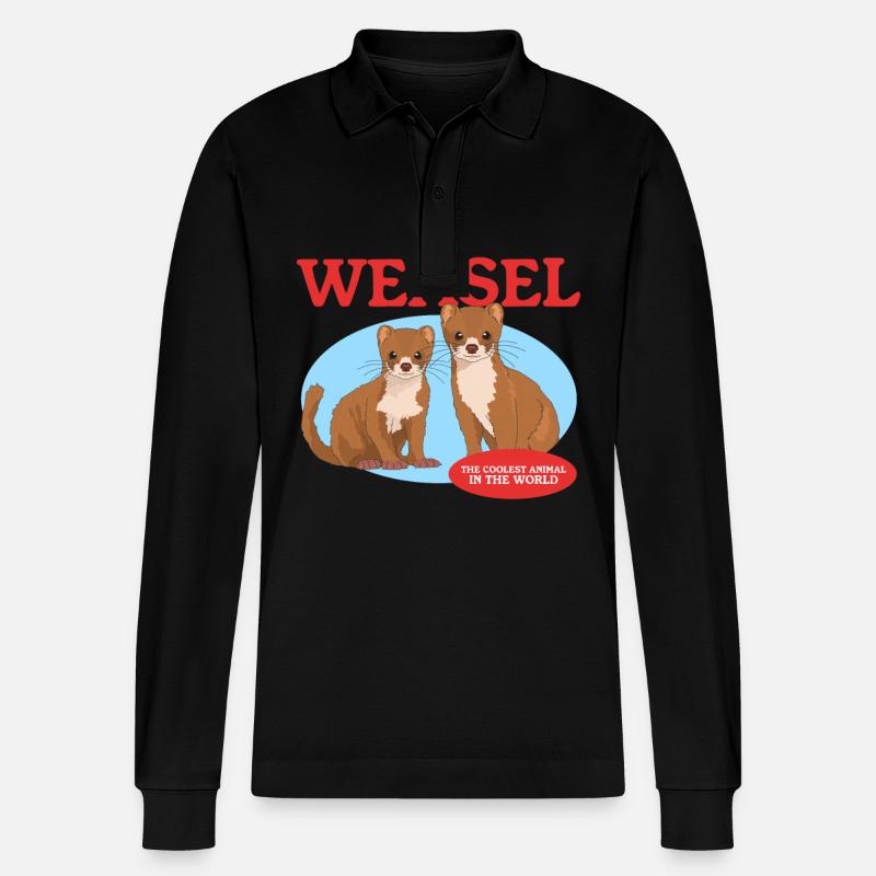 Wiesel Mauswiesel Zwergwiesel Geschenk - Stanley/Stella Unisex Bio-Langarm-Poloshirt Prepster - Schwarz