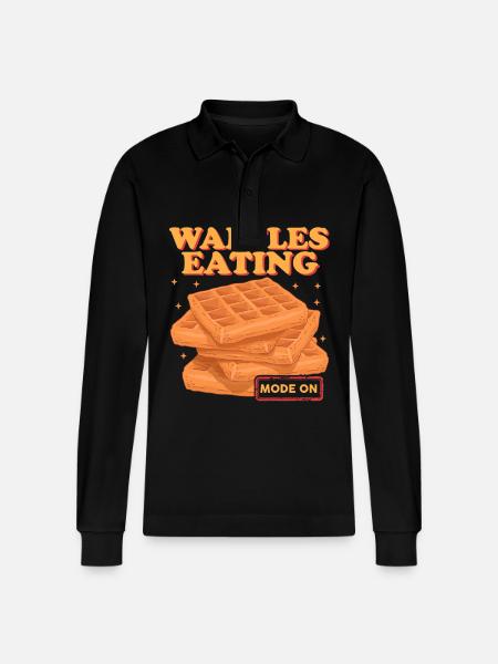 Waffle Waffle Lover Waffles Gift - Stanley/Stella Organic Unisex Long-Sleeved Polo Shirt Prepster - black