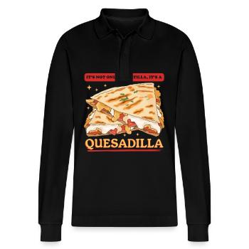 Quesadilla Quesadillas Tortilla Gift - Stanley/Stella Organic Unisex Long-Sleeved Polo Shirt Prepster - black - Front - Anna (173cm) & Nico (186cm)