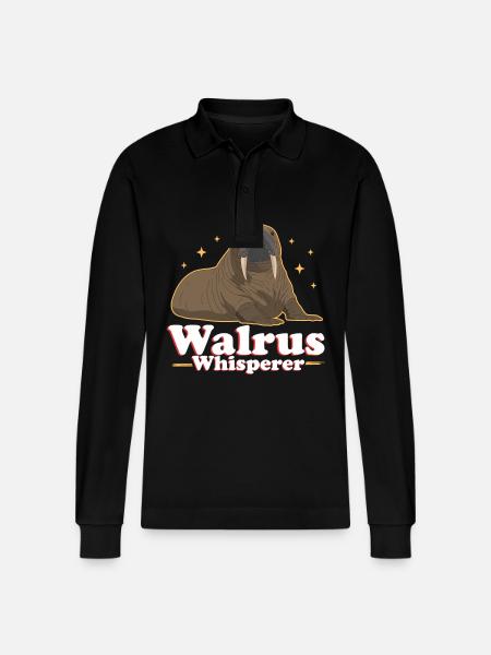 Walrus Walrus Walrus Walrus Gift - Stanley/Stella Organic Unisex Long-Sleeved Polo Shirt Prepster - black