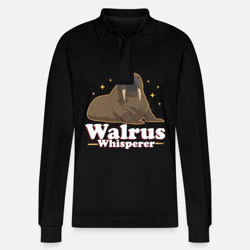 Walross Walrus Walrosse Walroß Geschenk - Stanley/Stella Unisex Bio-Langarm-Poloshirt Prepster - Schwarz