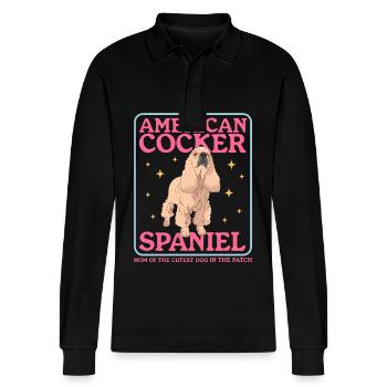 American Cocker Spaniel maman chien cadeau - Polo à manches longues bio PREPSTER Stanley/Stella Unisexe - noir - Devant - Anna (173cm) & Nico (186cm)