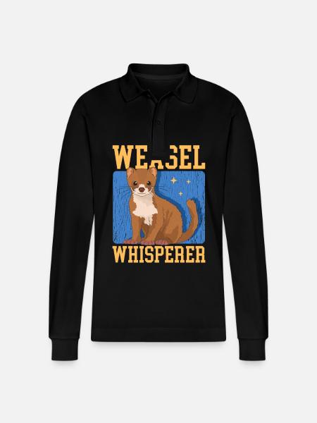 Weasel Mouse Weasel Hermännchen Gift - Stanley/Stella Organic Unisex Long-Sleeved Polo Shirt Prepster - black